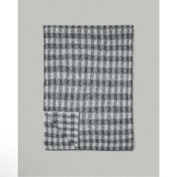 NWT Everlane Unisex The Alpaca Patterned Scarf Gray Buffalo Check One Size - Picture 5 of 12